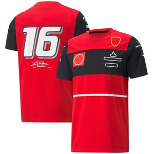 2022 Nowy garnitur wyścigowy F1 Custom T-shirt Czerwony z krótkim rękawem jednolitych klapy szybkoschnący