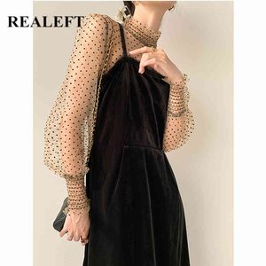 Vintage Mesh Patchwork Women Velvet Long Dresses Sleeve Chic Female Straight Black Dress Primavera Estate 210428