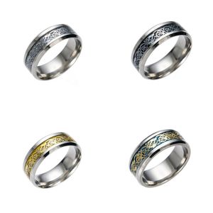 Anéis Bonito Do Ouro venda por atacado-Bastante anel de aço inoxidável mens ouro dragão L para homens senhor casamento masculino anel de banda de luxo para os amantes homens anéis w2