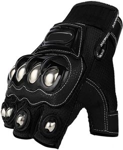 Fahrradhandschuhe, halber Finger, Stahl, für den Außenbereich, verstärkt, Schlagring, Motorrad, Motorrad, Powersport, Rennsport, Textil, Selbstverteidigung, Sicherheit