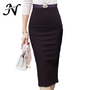 High Waist Pencil Skirt Plus Size Tight Bodycon Fashion Women Midi Red Black Slit s Womens Jupe Femme S - 5XL 210629