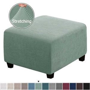 Jacquard Ottoman Pall Cover Furniture Protector Cover Stretch Square Removable FootStool Sofa Slipcovers Tvättbar stol 211207