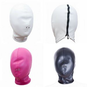 Bondage Soft Leather Head Hood Hood Full zadaszony Maska Oddychające Otwory Ograniczenia Role Play # R78