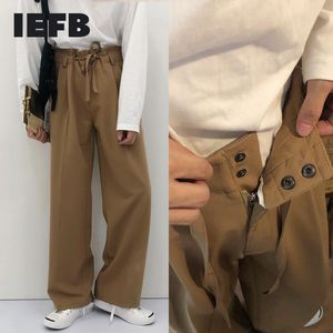 IEFB / Mäns Slitage Vårt Ben Byxor Casual Byxor Chic All-Match Loose Direkt Koreansk Fashion Trouser 9Y1161 210524