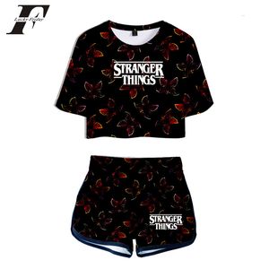 Kpop estranho coisas d imprimir dois pedaços conjuntos mulheres horror tv série estranha coisa coisa tracksuit harajuku shorts roupas x0428