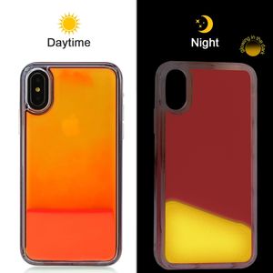 Casos de telefone à prova d 'água para iphone 6 7 8 x xr xs 11 pro max tampa traseira personalizado logotipo moda quicksand líquido néon silicone 2021 atacado