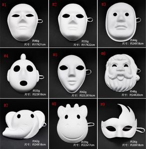 600pcs Makeup Dance White Paper Masks Embryo Mould DIY Painting Handmade Pulp Animal Halloween Festival Party Mask SN2569