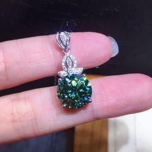 Flower 3Ct Green Moissanite Pendant 925 Sterling Silver choker Party Wedding Pendants With Necklace For Women Trendy Jewelry