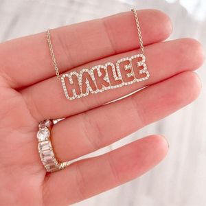 2021 New 3D Hollow Pendant Personalized Customized Crystal Name Necklace Women Gift