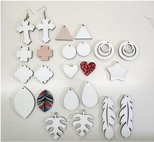 Sublimation leere baumelnde Ohrringe MDF-Ohrhänger für DIY personalisierte Frauen-Ohrringe runde Wassertropfen-Sternform-Ohranhänger