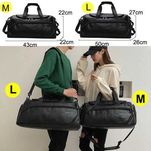 Black Men PU Gym Bag Travel Luggage Leather Shoulder Bags Outoor Sports Fitness Training Yoga Tote Handbags Traveling Bag XA5A Y0721