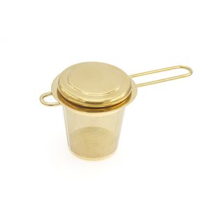 Ferramentas de chá Reutilizável Malha Infusor Infuser Aço Inoxidável Filtro de Folha Solta Bule Specice Filtro com copos de tampa Acessórios de cozinha 2060