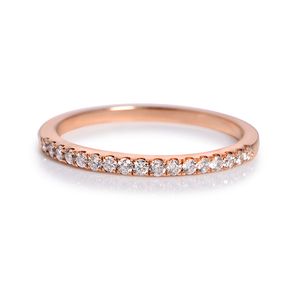 Eternity 14K Rose Gold Moissanite Lab Diamond DF Färg Engagement Matching Band Ring