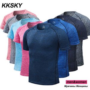 KKSKY Summer Men women T-shirt Polyester Breathable Clothing Oversized Gym T-shirts Streetwear Sport Clothe 210629