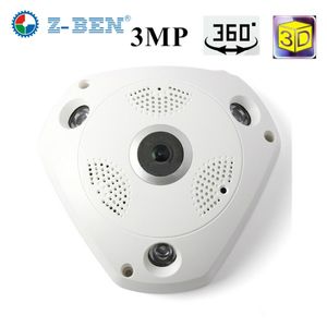 ZBEN 2022 Yepyeni 360 Derece Panorama VR Kam Kam HD 1080 P / 3MP Kablosuz Wifi IP Kamera Ev Güvenlik Gözetim Sistemi Webcam CCTV P2P