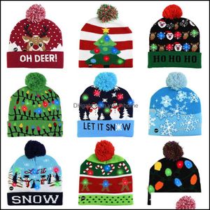 Berets Hats & Caps Hats, Scarves Gloves Fashion Aessories Led Christmas Hat Trui Used Beanie Light Up Brass Present For Children Xmas 2021 Y