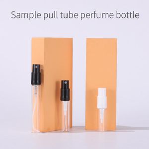 3000PCS Lot Mini Glass Spray Perfume Bottle 2ml 3ml 5 ml liten kosmetisk packningsflaska med svart vit pumpsprayer