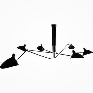 Decoratie Serge Mouille Hanglamp Zwart Wit 3/6 Hoofden Retro Plafondlamp Industriële Wind Verstelbare Kroonluchter Verlichting