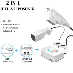 Ultraljuds HIFU ansiktsmaskiner bärbara liposonix kroppsmaskin bantning ultraljud fett upplösning 2 handtag