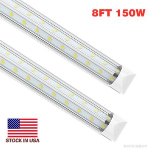 8Ft Led Shop Lights 8 feet Cooler Door Freezer Lighting Fixture SMD5730 150W 15000lm V Shape Fluorescent Tubes Light Clear Cover