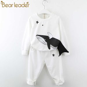 Bear Leader Kid Clothing Boy Girls Sets Spring Autumn Long Sleeve Cartoon Pattern T-shirt with Casual Pant 2PCS Sports Kid Suit 210708