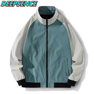 Frühling Herbst Mode Coole Jacke Männer Koreanische Stand Reißverschluss Polyester Einfache Casual Streetwear Sport Jacken 210909