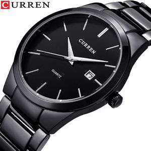 Curren Fashion Business Calendar Quartz Wrist Watch Stylish Men's Watch Military Waterproof Full Steel Male Clock Q0524