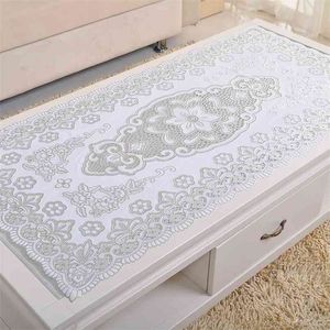 PVC Table Cloth Rectangular Waterproof Oilproof Anti- Gold Stamping Plastic cloth Hollow Coffee Cabinet Cover Mat 210626