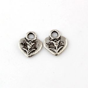 300pcs liga de prata antiga encantos pequenos coração pingentes para jóias fazendo pulseira colar diy acessórios 9x11mm a-195