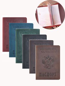 Russland Echtleder Reisepasshülle Retro Visitenkartenhalter Herren Kreditkarten-ID-Inhaber Geschenk für Ihn XBJK2104
