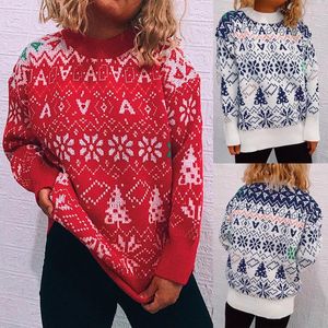 Dames Sweaters Dames Kerst Knitwear Ronde hals Lange mouw Casual Patronen Gedrukt Gebreide Holiday Winter Pullover Cardigan Tops