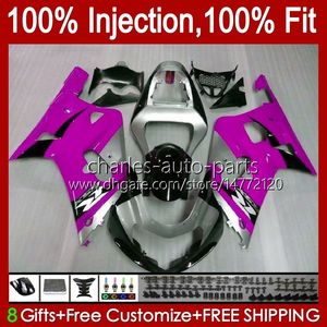 Injektionsformmissioner för Suzuki GSXR600 GSXR750 600CC 750cc Rose Silver K1 01 02 03 37NO.109 GSXR-750 GSXR 600 750 CC GSXR-600 2001 2002 2003 GSX-R750 01-03 OEM-kropp