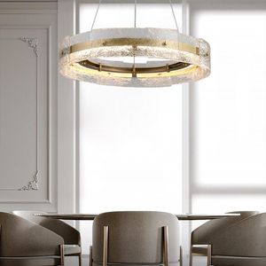 Lampy wiszące kreatywne przezroczyste szklane szklane żyrandol nowoczesny luksusowy luksusowy pierścień salon jadalnia sypialnia LED oświetlenie