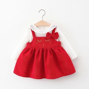 2021 Autunno Neonato Vestiti Per Ragazze Vestito Principessa T-shirt A Maniche Lunghe Vestito per Vestiti Per Ragazze 1 Anno Abiti Di Compleanno Set Q0716