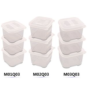 3PCS セットマルチ容量フレッシュボックスW ふたのプラスチック食品準備コンテナ密封冷蔵庫キッチン収納オーガナイザー