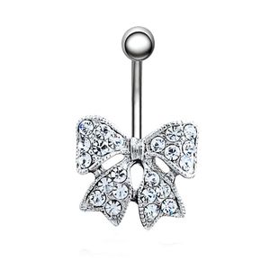 YYJFF D0028 BOWKNOT Clear Belly Navel Stud