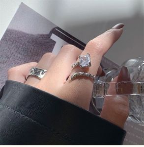 Ins Niche Simple Lava Glacier Zircon Irregular Ring Female Cold Style Design Light Luxury Fashion Index Finger Jewelry