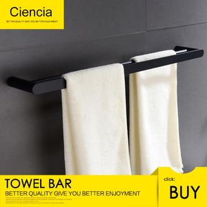 Toalhas de toalhas 304 Aço inoxidável barra dupla barra de banheiro Banheiro montado na parede preto sbh196