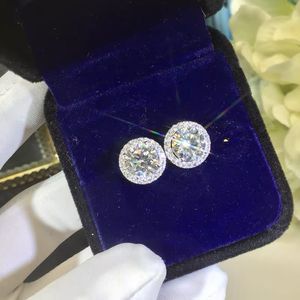 Klasik 925 STERLING Gümüş Saplama Küpe 4mm Yuvarlak Simüle Elmas Küpeler Kadın Erkek Mücevherat