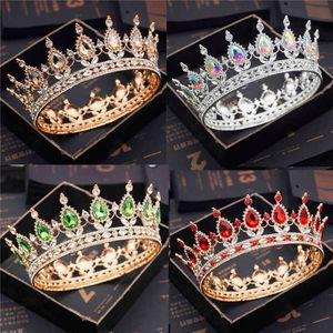 Fashion Bridal Tiaras and Crowns Crystal Royal Queen King Crown Wedding Hair Jewelry Circle Diadem Bride Head Accessories X0726