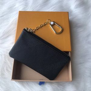 Top Quality Design Portable Coin Purse Black flowers Wallet Classic Man Women KEY Pouch Chain bag With Dust Bags and Box