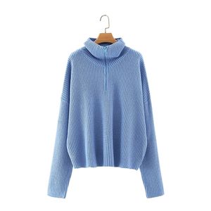 HSA Women Zipper Turtleneck Sweter Jesień Zima Solidna Kolor Pulowers Damska z długim rękawem TOPS 210430