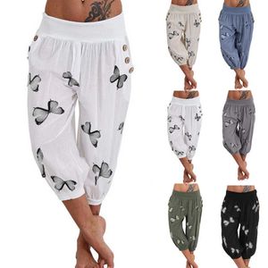 2021 Pantaloni Delle Donne Pantaloni Harem A Vita Alta Leggero Streetwear Tasca Femminile Pantaloni Larghi Jogger Pantaloni Con Stampa Q0801