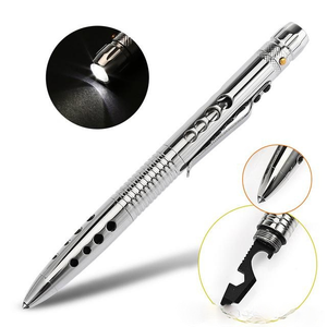 Samoobrony Tactical Pen EDC Ze Stali Nierdzewnej Latarki LED Przetrwanie Narzędzie Z Nożem Piła Tungsten Head Bottle Otwieracz HW540