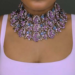 Dvacaman Women Layers Crystal Chain Pendant Necklace Big Statement Necklace Rhinestone Indian Bridal Jewelry Famale Bijoux AI32 X0707