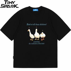 Hip Hop Streetwear Harajuku T-Shirt Lustige Enten Brief Gedruckt T-shirt Männer Sommer Casual Baumwolle Kurzarm T-shirt Tops T-shirts 210714