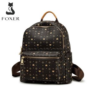 Foxer mulheres assinatura PVC impressão moda mochila senhoras travel rucksack feminino negócio laptop mochila