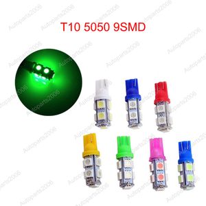 50Pcs/Lot Green T10 W5W 5050 9SMD Car Wedge LED Bulbs Replacement Clearance Lamps Door Reading Tail Box License Plate Lights 12V