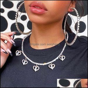 & Pendants Jewelry Charms Crystal Statement Heart Pendant Necklace For Women Chain Luxury Bridal Designer Choker Jewellery Love Aesthetic Ne