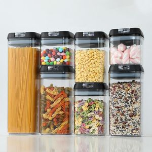 Storage Bottles & Jars 5/7 Pcs/set Plastic Food Containers Kitchen Boxs Canister Set With Lid Transparent Sealed Can Cereal Bulk Jar Organiz